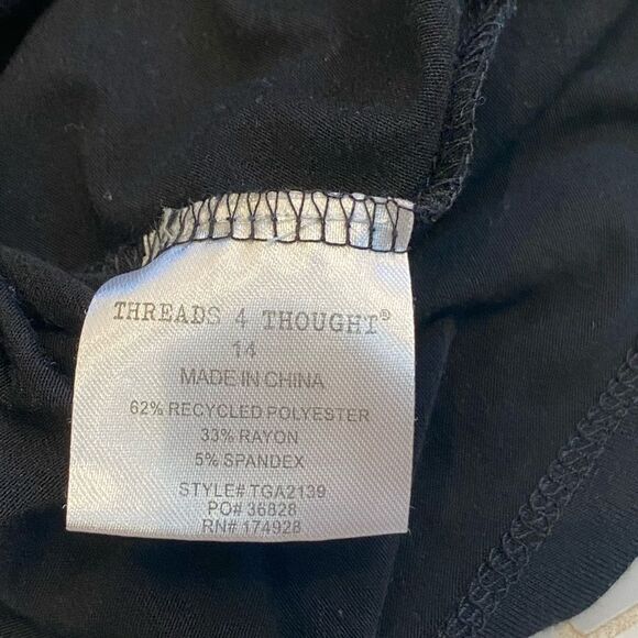 Threads 4 Thoughts Girls Black T-Shirt with Mesh Detail - Picture 5 of 5